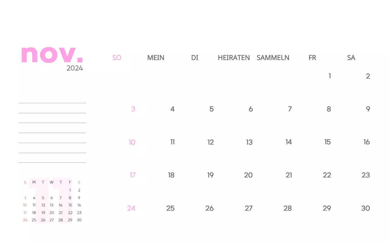Arbeitskalender mit schönen Illustrationen