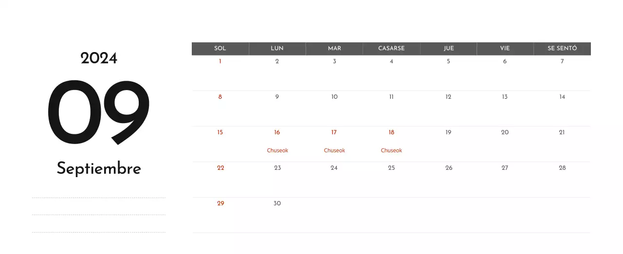 Un sencillo calendario corporativo en gris