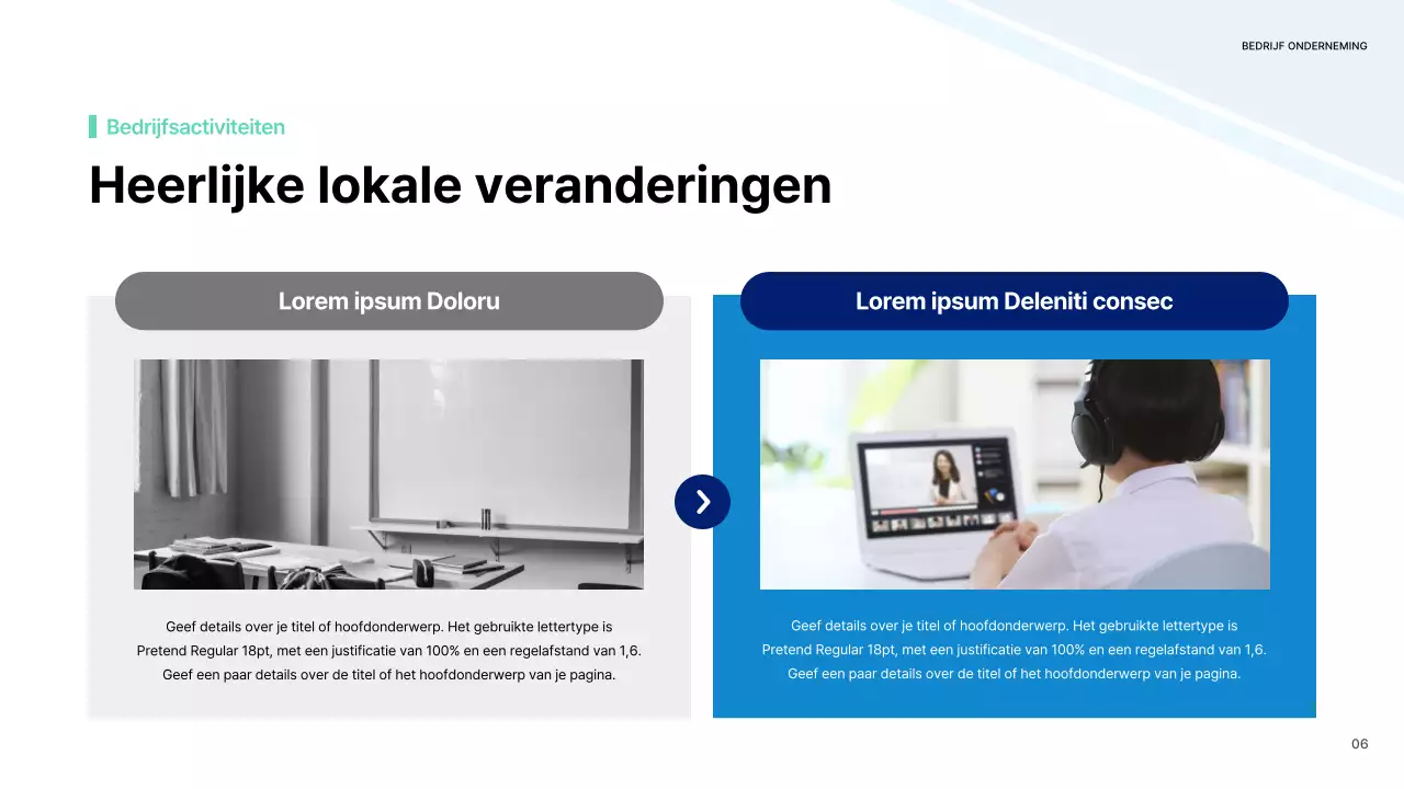 Een eenvoudig vergaderverslag met blauwe en mintkleurige prestatieaandelen