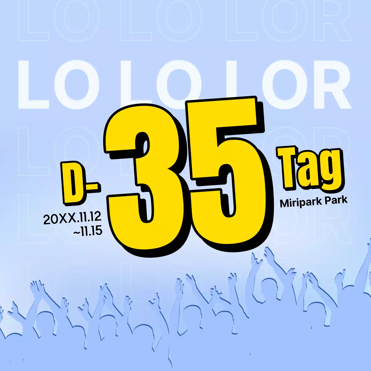 Werbung für ein kitschiges Musikfestival in Hellblau