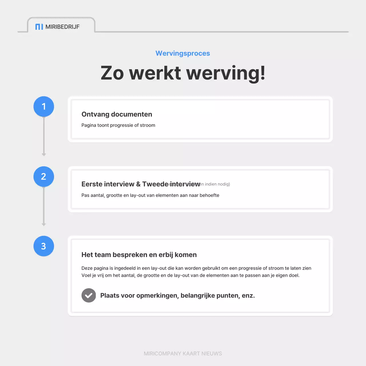 Een eenvoudige bedrijfsvacature in blauw en grijs