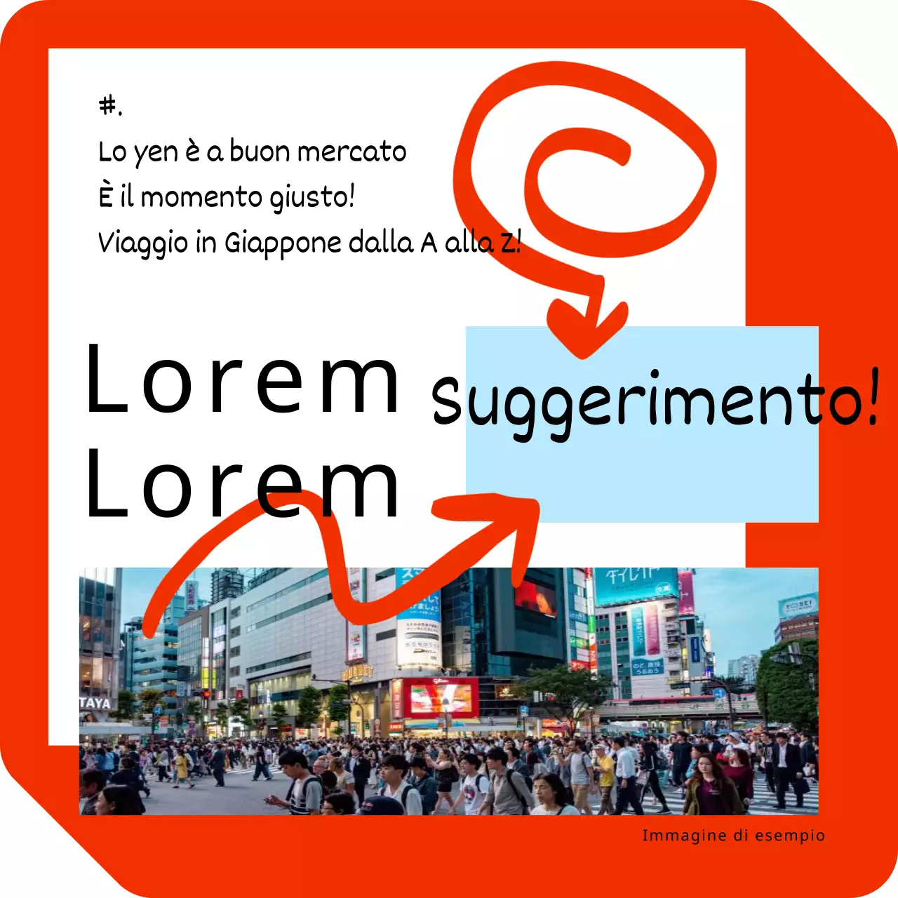 Promozione turistica giapponese kitsch in rosso