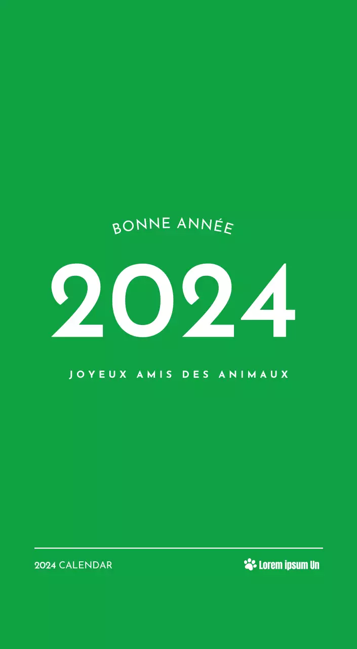 Un calendrier avec la photo d'un chiot et un message mignon aux accents verts.