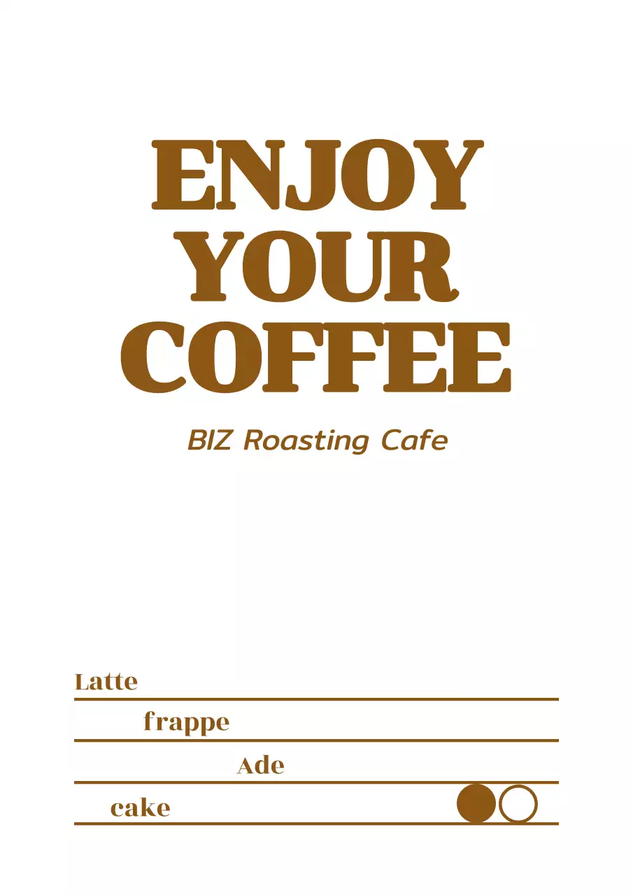 Papan nama menu kafe yang sederhana dengan warna cokelat