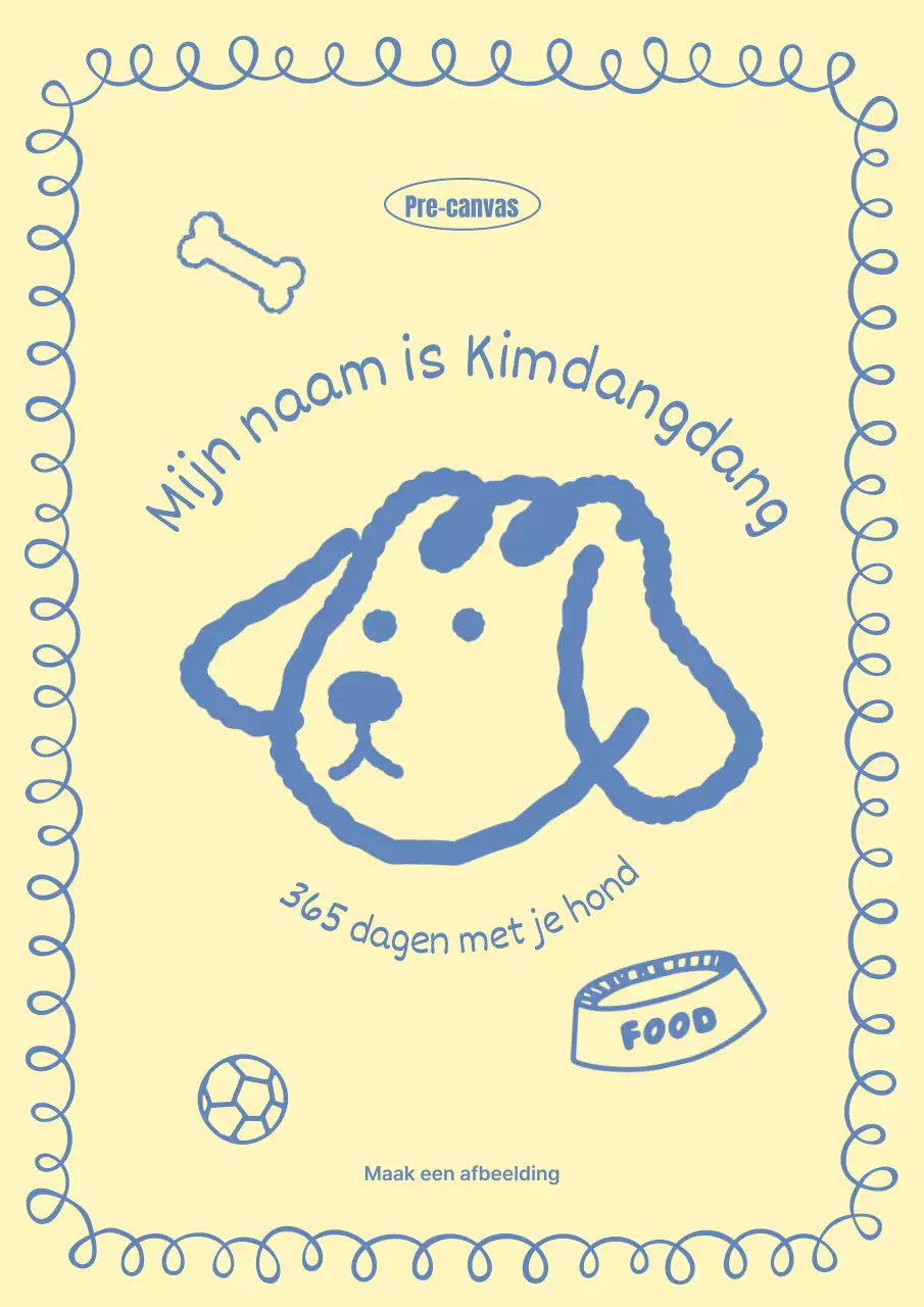 Minimalistische alledaagse boekomslag voor honden in geel en lichtblauw