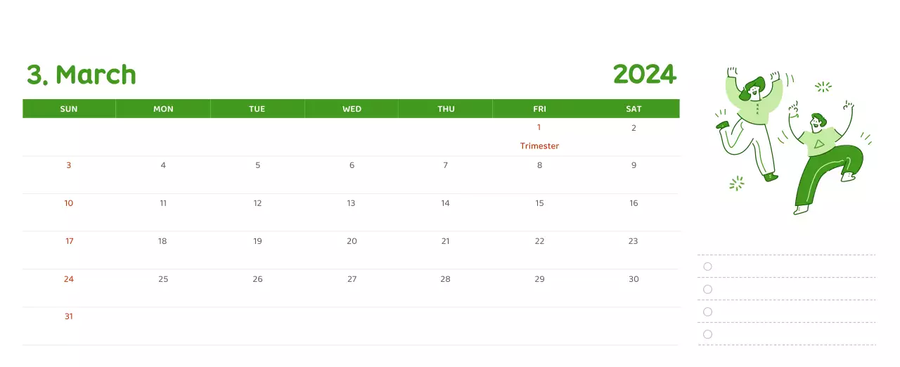 Lịch với hình ảnh minh họa đầy cảm xúc với nhiều màu sắc khác nhau