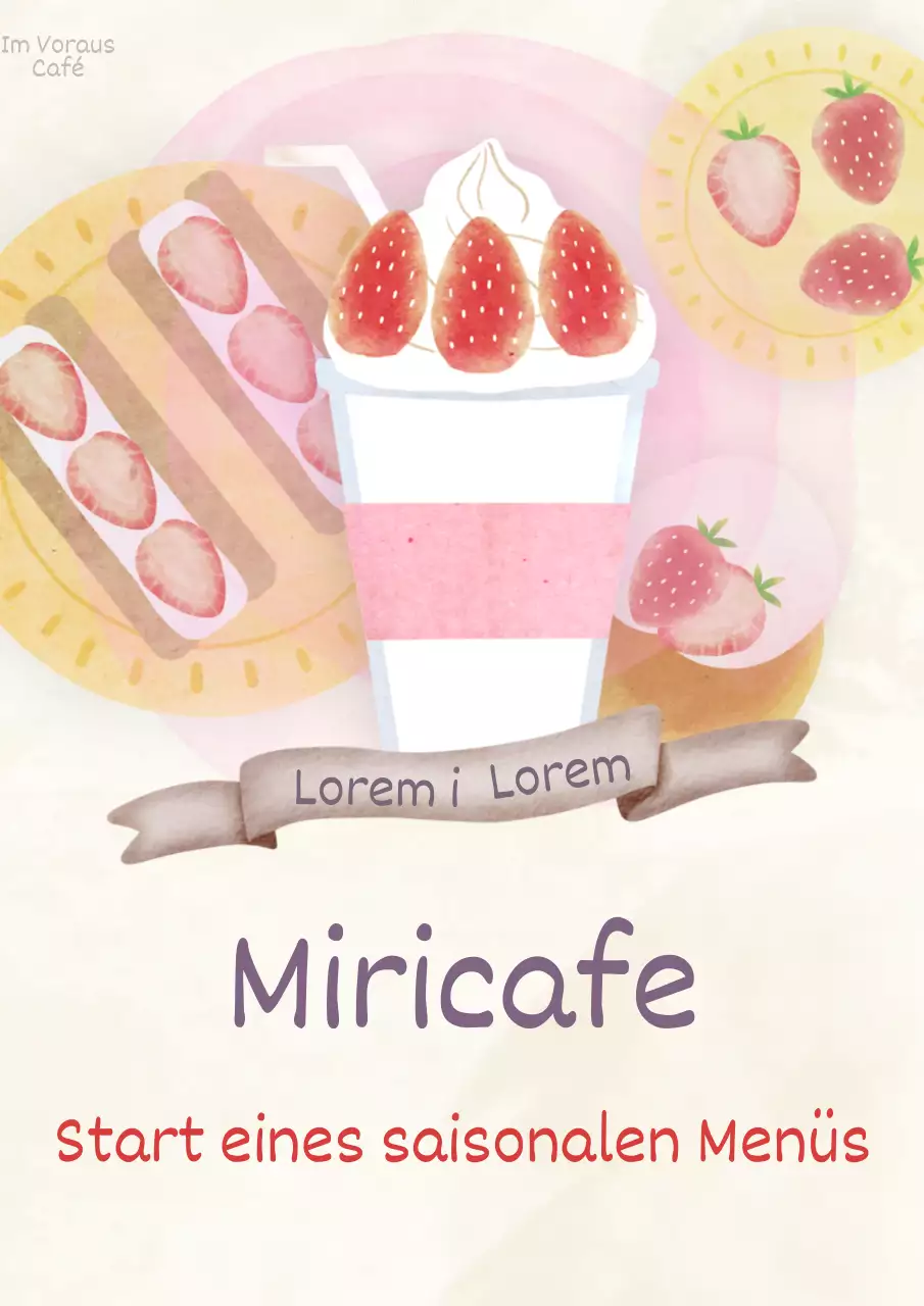 Werbung für ein trendiges Café-Menü in Elfenbein und Rosa