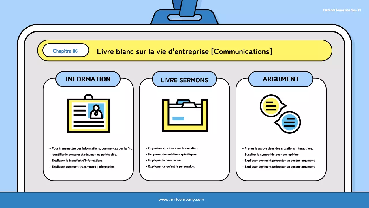 Un joli jeu de formation pour les nouveaux embauchés en bleu clair et noir