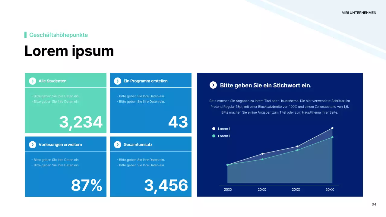 Ein einfacher blauer und mintfarbener Performance-Share-Sitzungsbericht