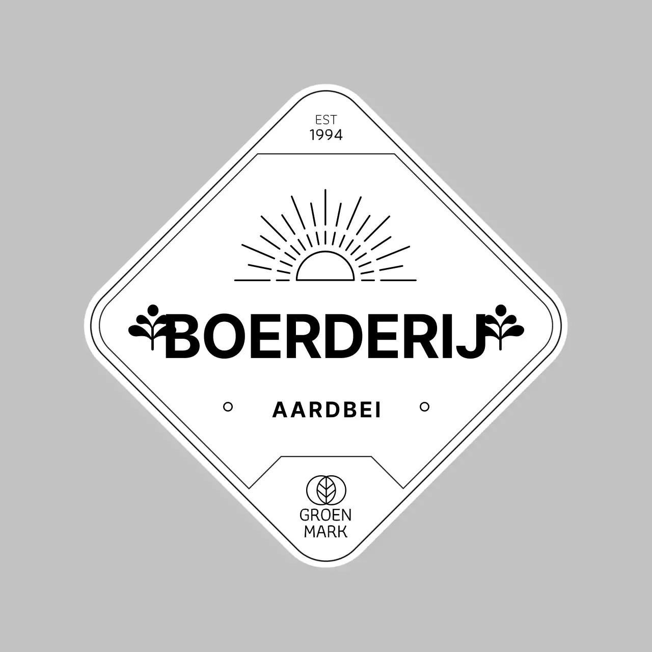 Zwarte milieuvriendelijke etiketsticker van boerderijaardbei