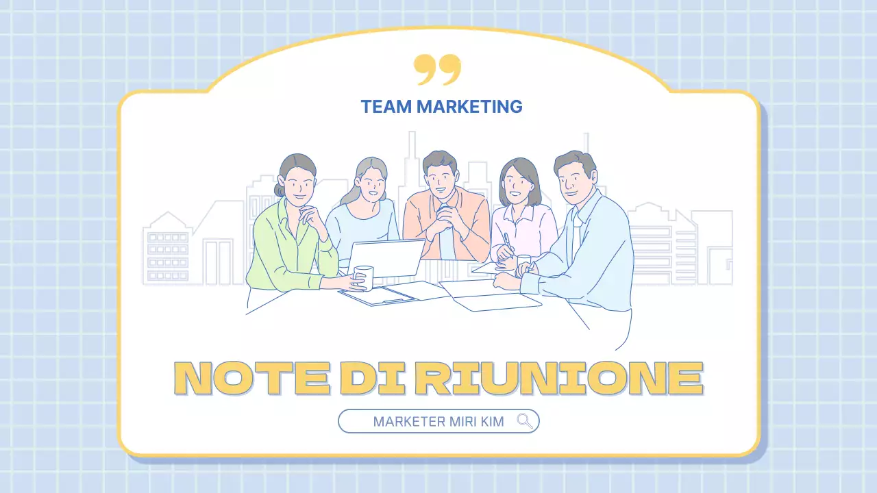 Verbale di riunione di marketing moderno in azzurro e giallo