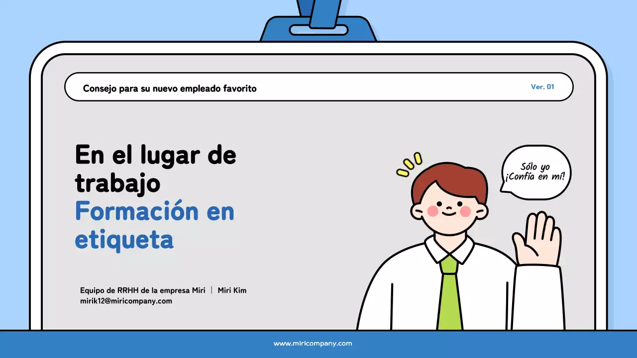 Una bonita cubierta de formación para nuevos empleados en azul claro y negro