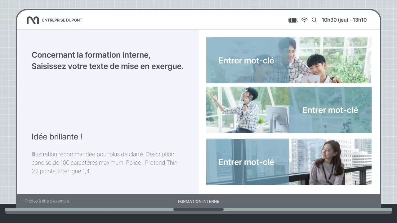 Présentation simple de formation interne en bleu clair et gris