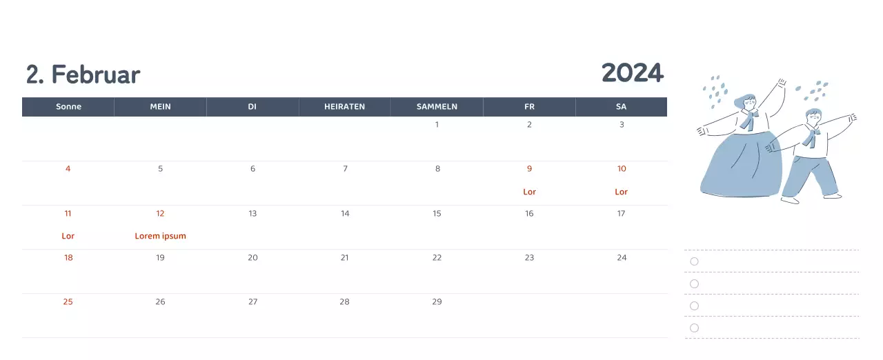 Ein Kalender mit farbenfrohen, emotionalen Illustrationen