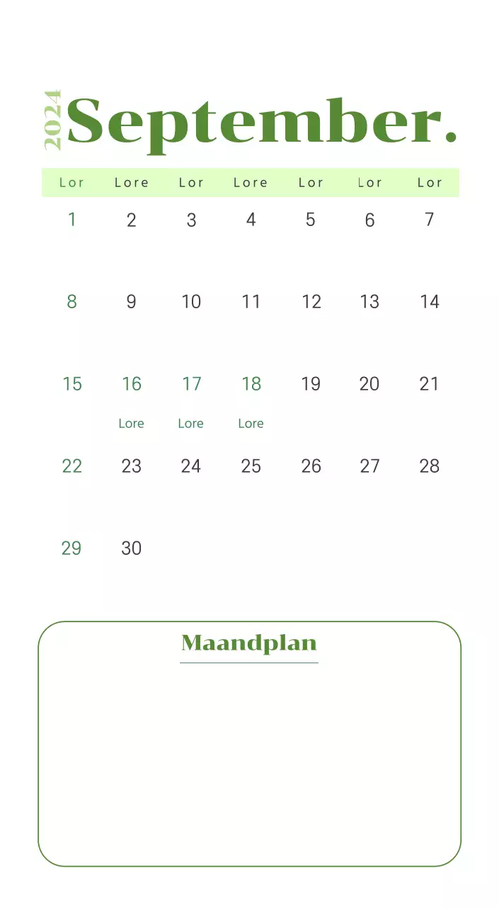 Kalender met jeugdillustraties op een gele en groene achtergrond