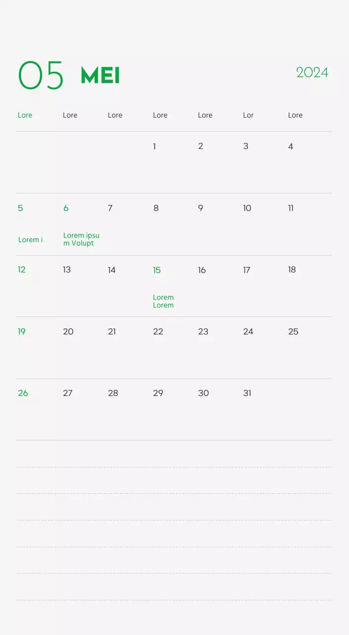 Een kalender met een afbeelding van een puppy en een schattige boodschap in groene accenten