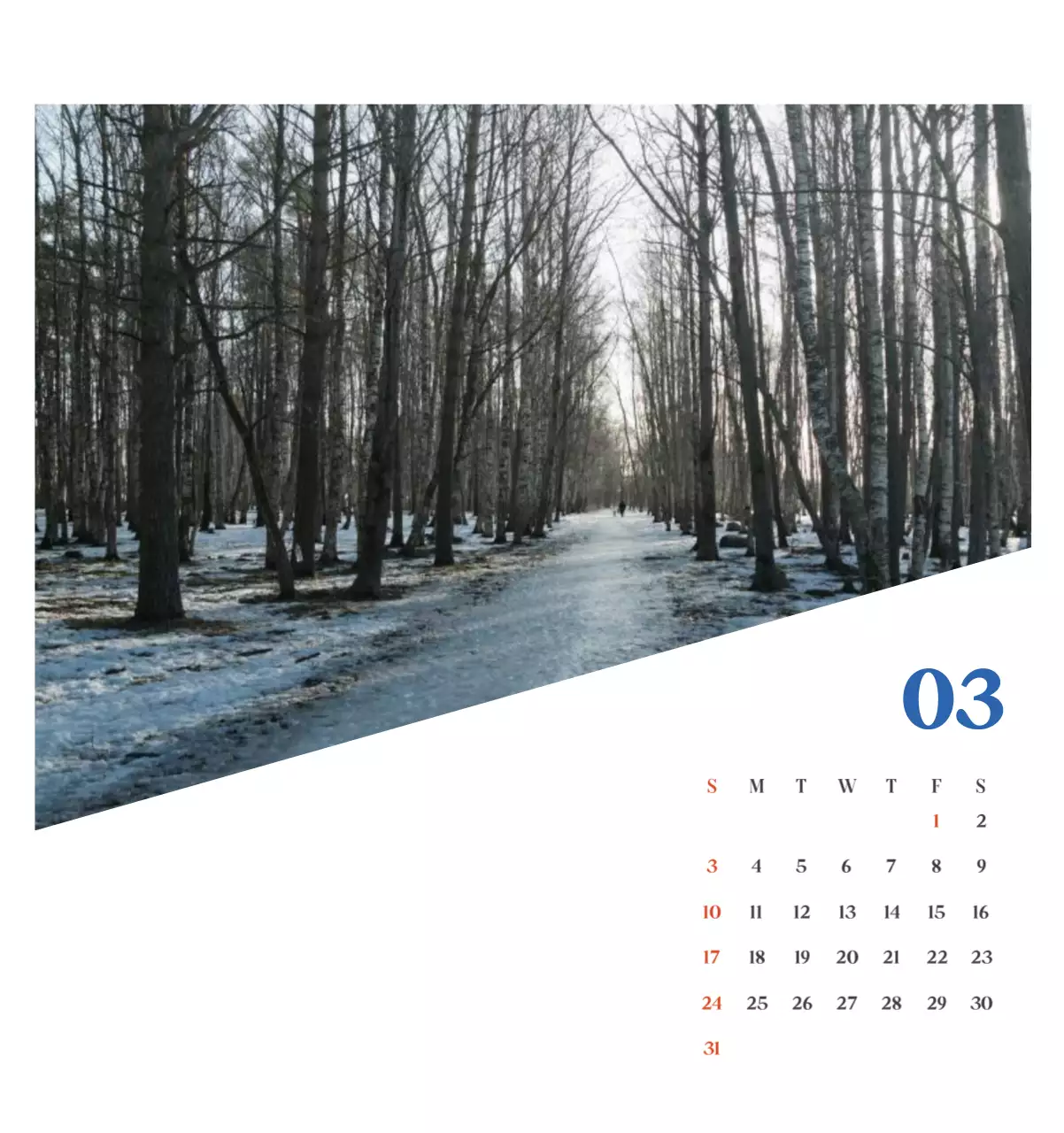 Calendario hospitalario con fotos de paisajes estacionales