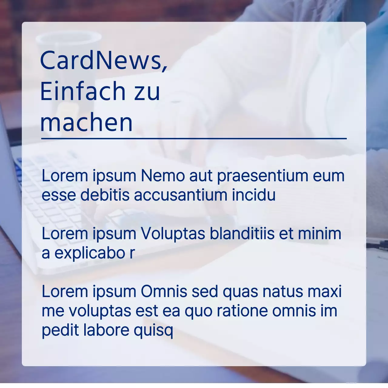 Werbung für ein einfaches Fotorahmen-Layout in Blau und Weiß