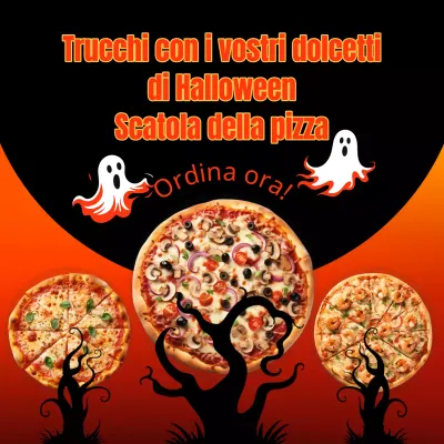 Annuncio kitsch di vendita di Halloween in arancione e nero