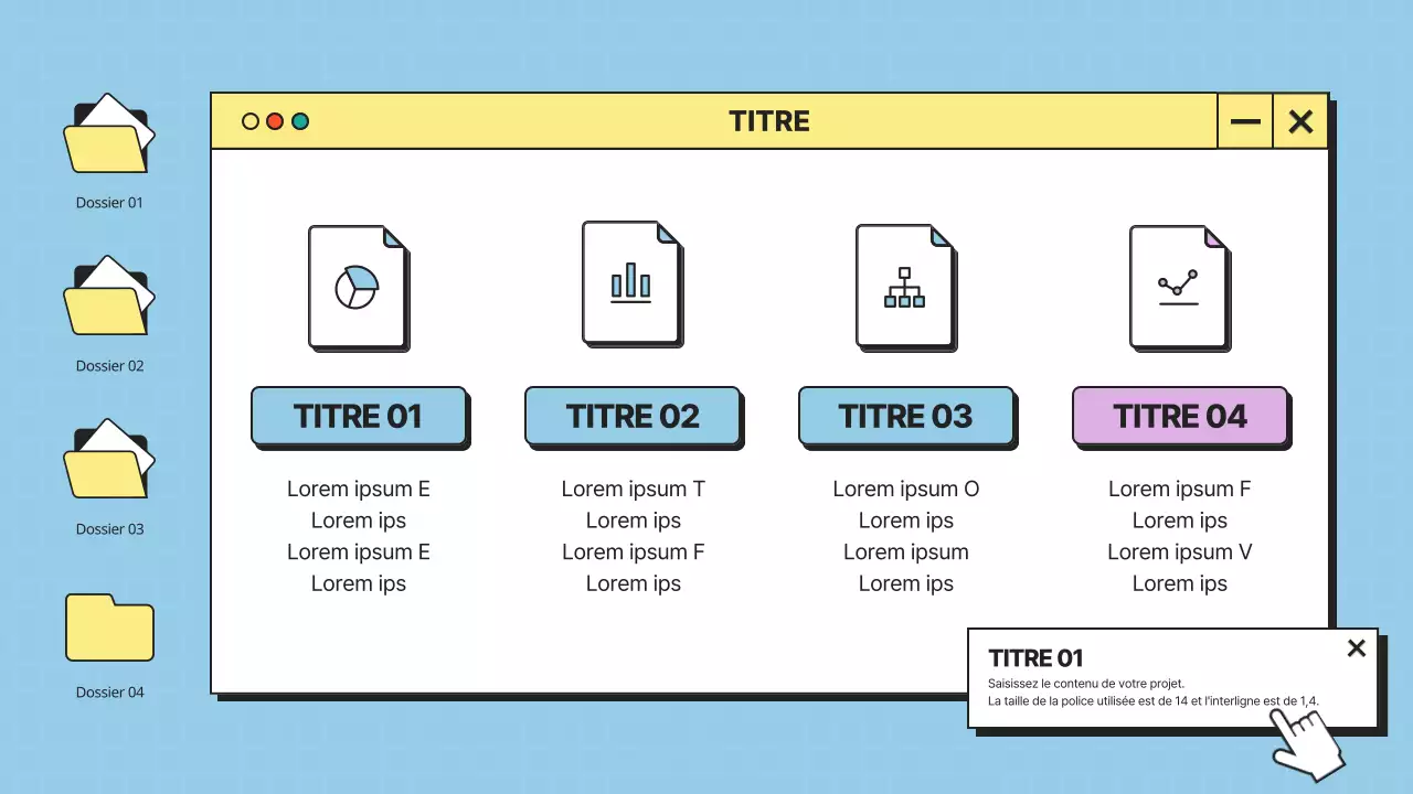 Interface utilisateur minimaliste en bleu et jaune Profil de l'entreprise