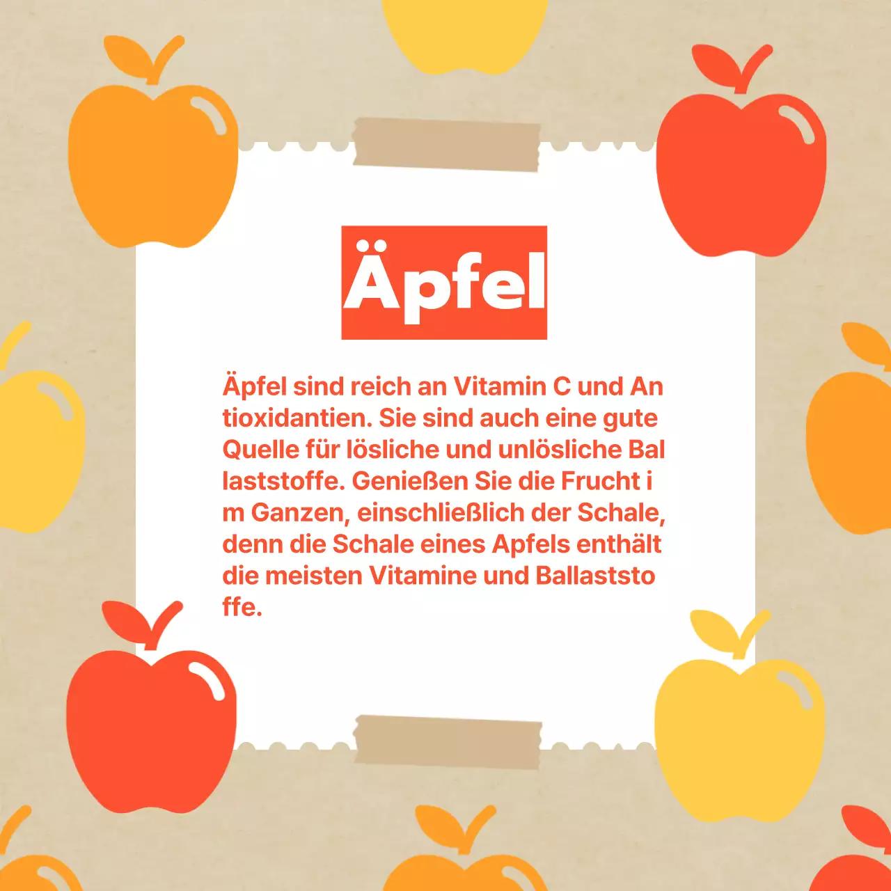 Förderung der klassischen Herbstfrüchte in Gelb und Orange