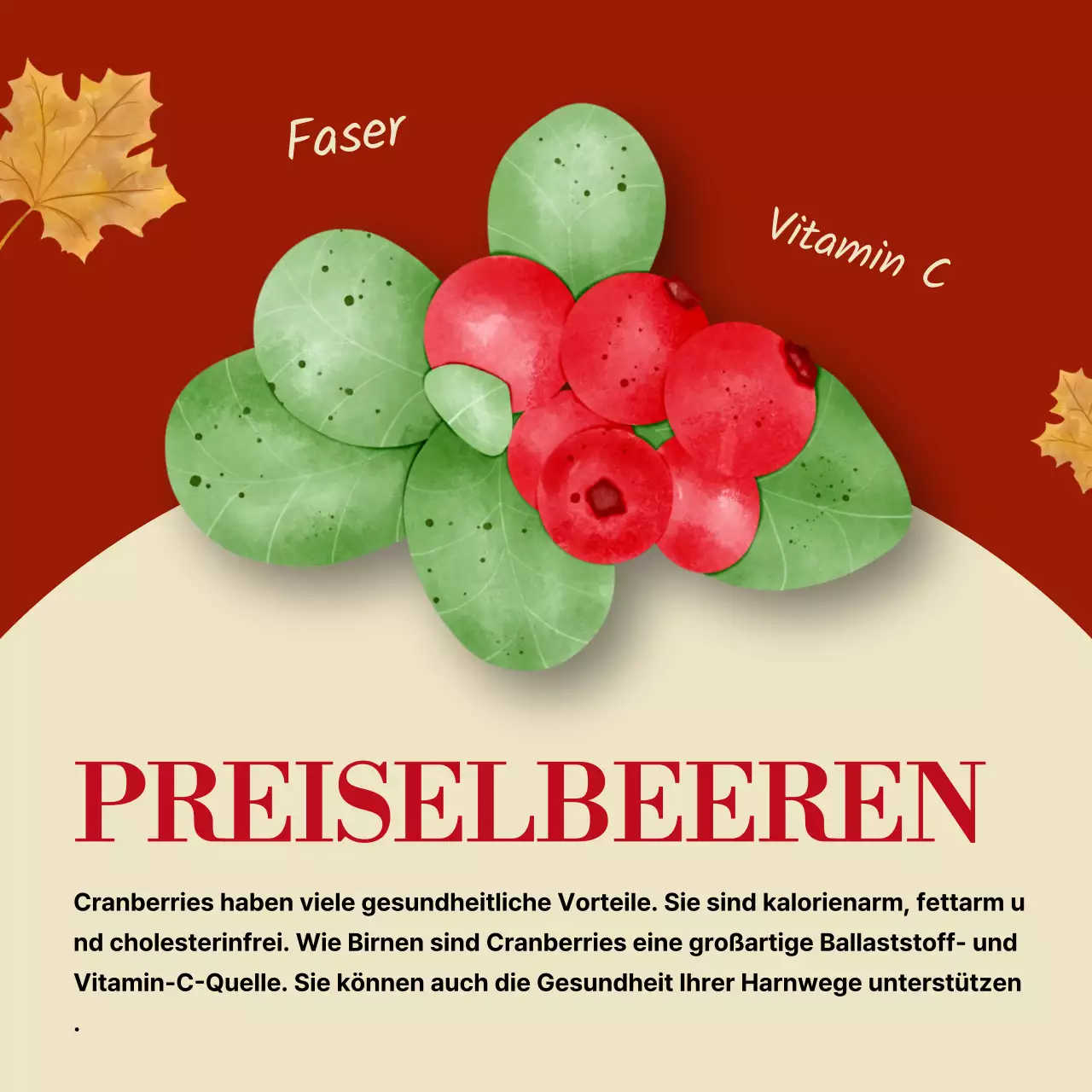 Förderung einfacher, saisonaler Früchte in Rot