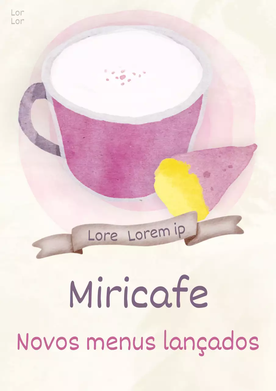 Promover um menu de café moderno em marfim e roxo