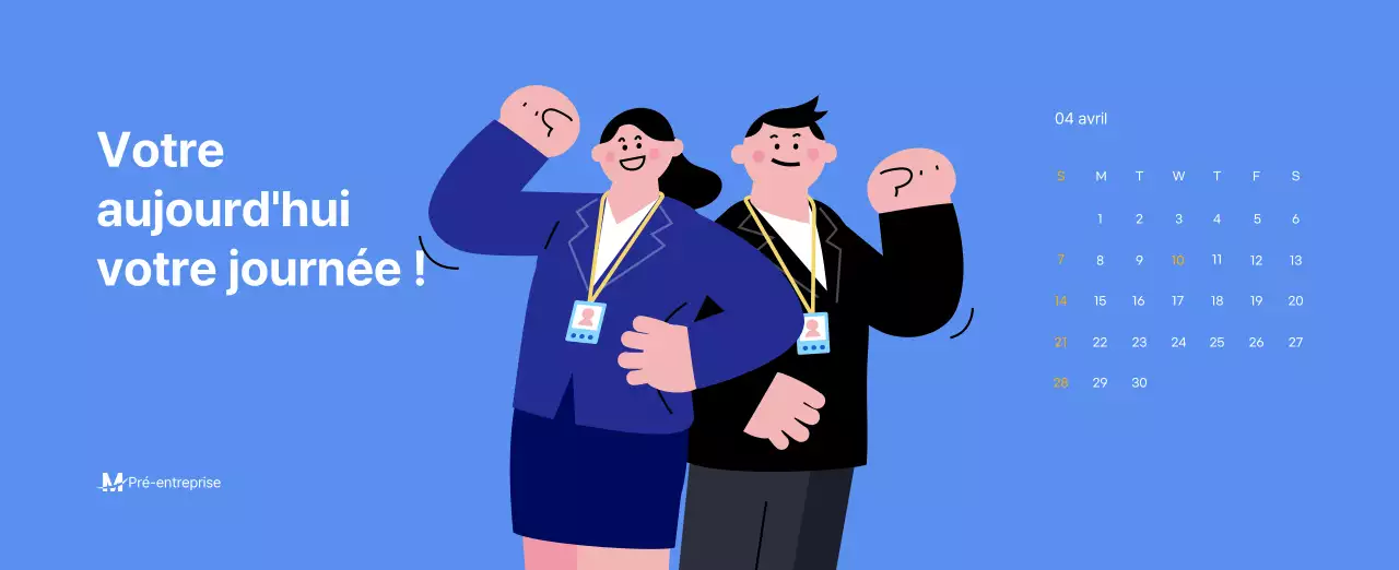 Calendrier de motivation avec des illustrations énergiques et des citations positives sur un fond bleu clair