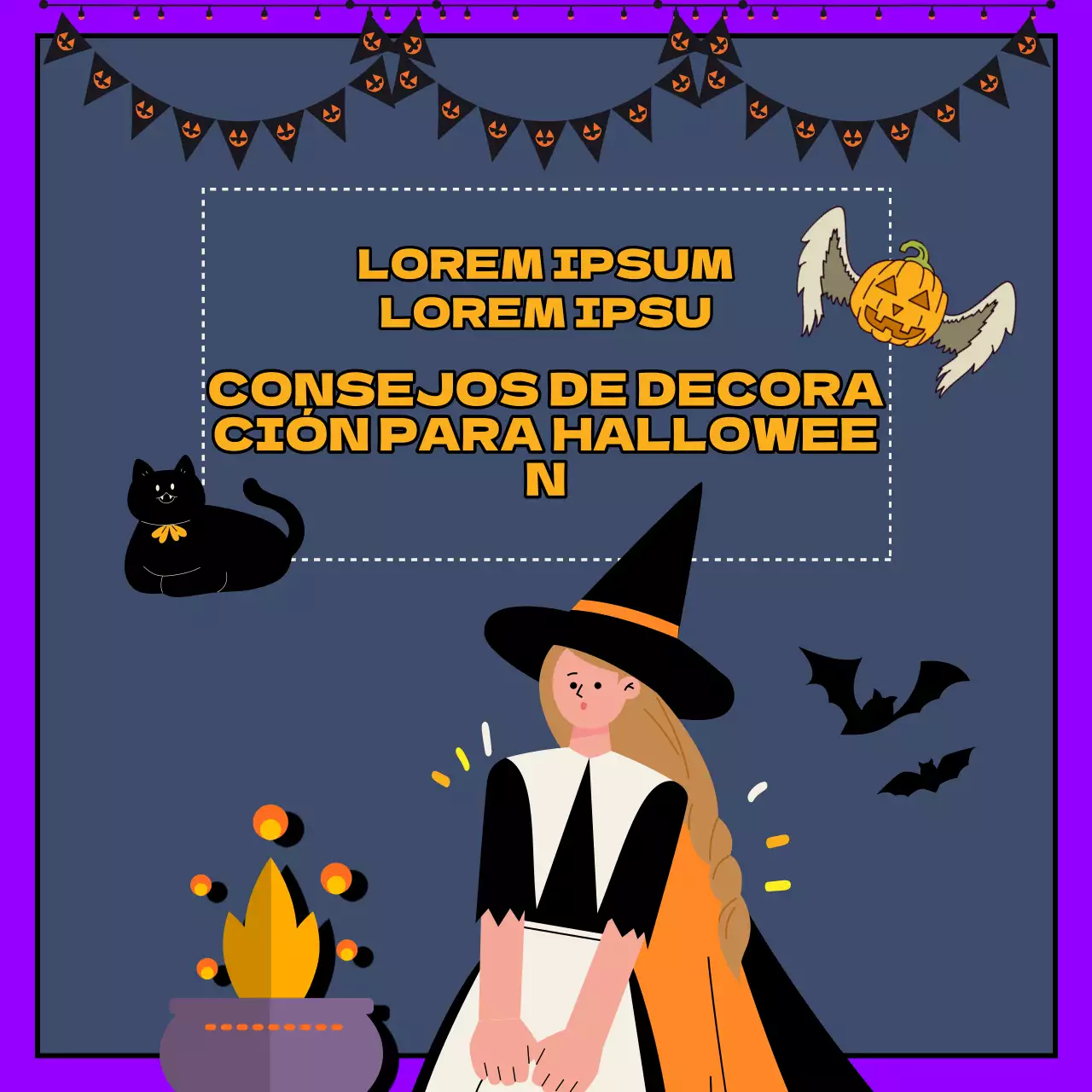 Promueve fantásticas ideas de decoración de Halloween en morado y naranja