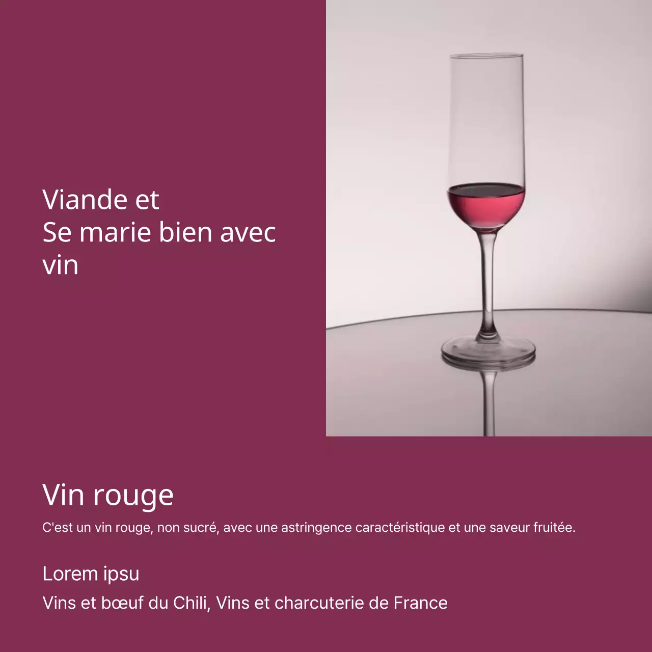 Publicité moderne de recommandation de vin en rouge et beige