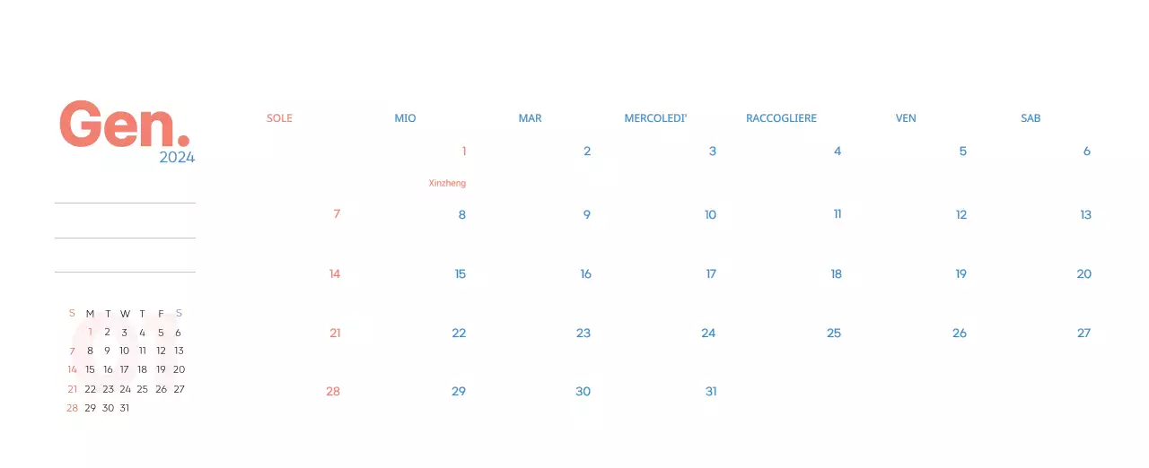 Calendario di lavoro con splendide illustrazioni