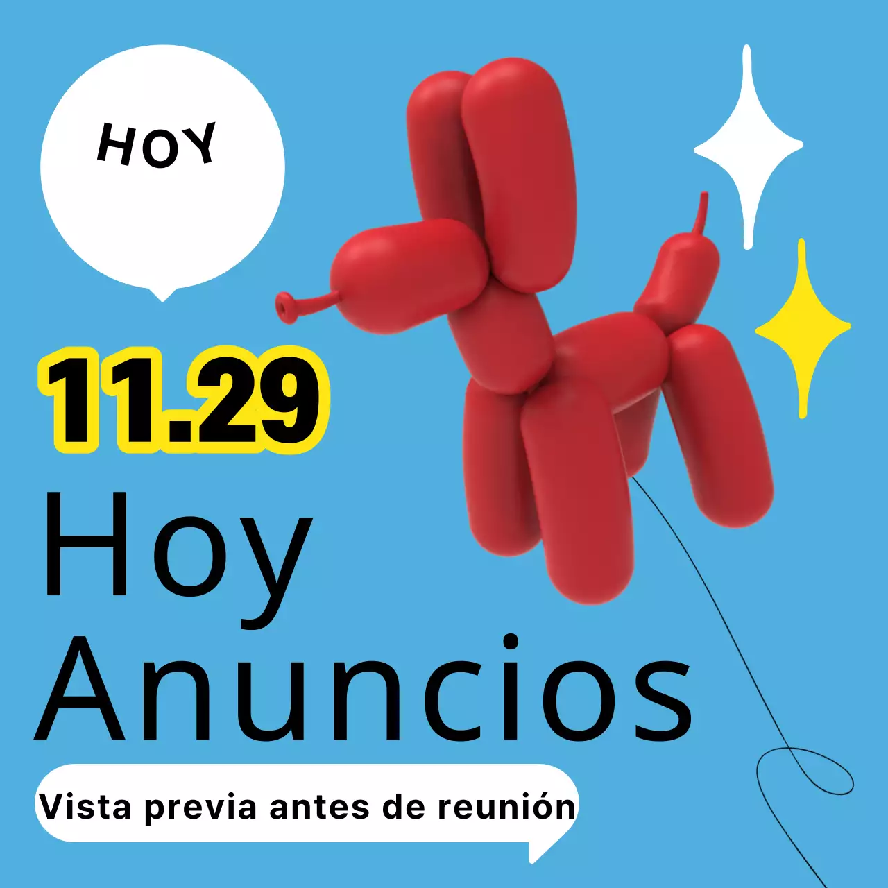 Moderno anuncio de reunión con bocadillo azul y rojo