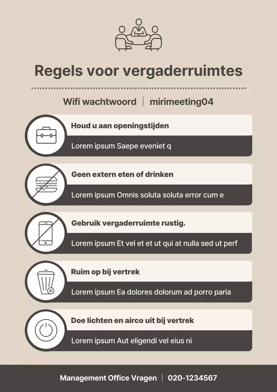 Een gids voor eenvoudige beige en ivoorkleurige vergaderzaalregels