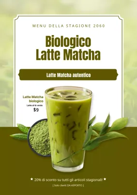 Promuovere un latte matcha verde e moderno