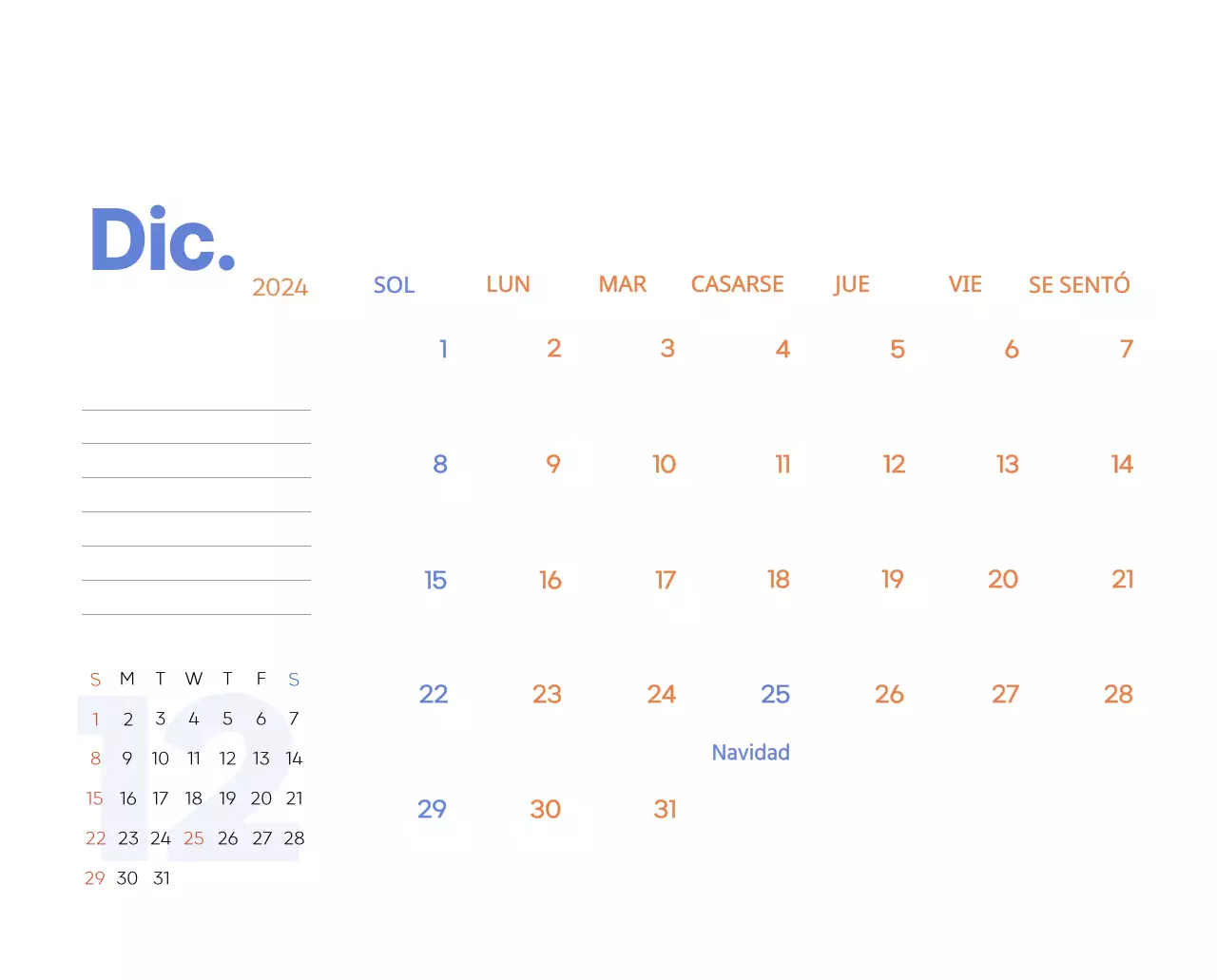 Calendario laboral con bellas ilustraciones