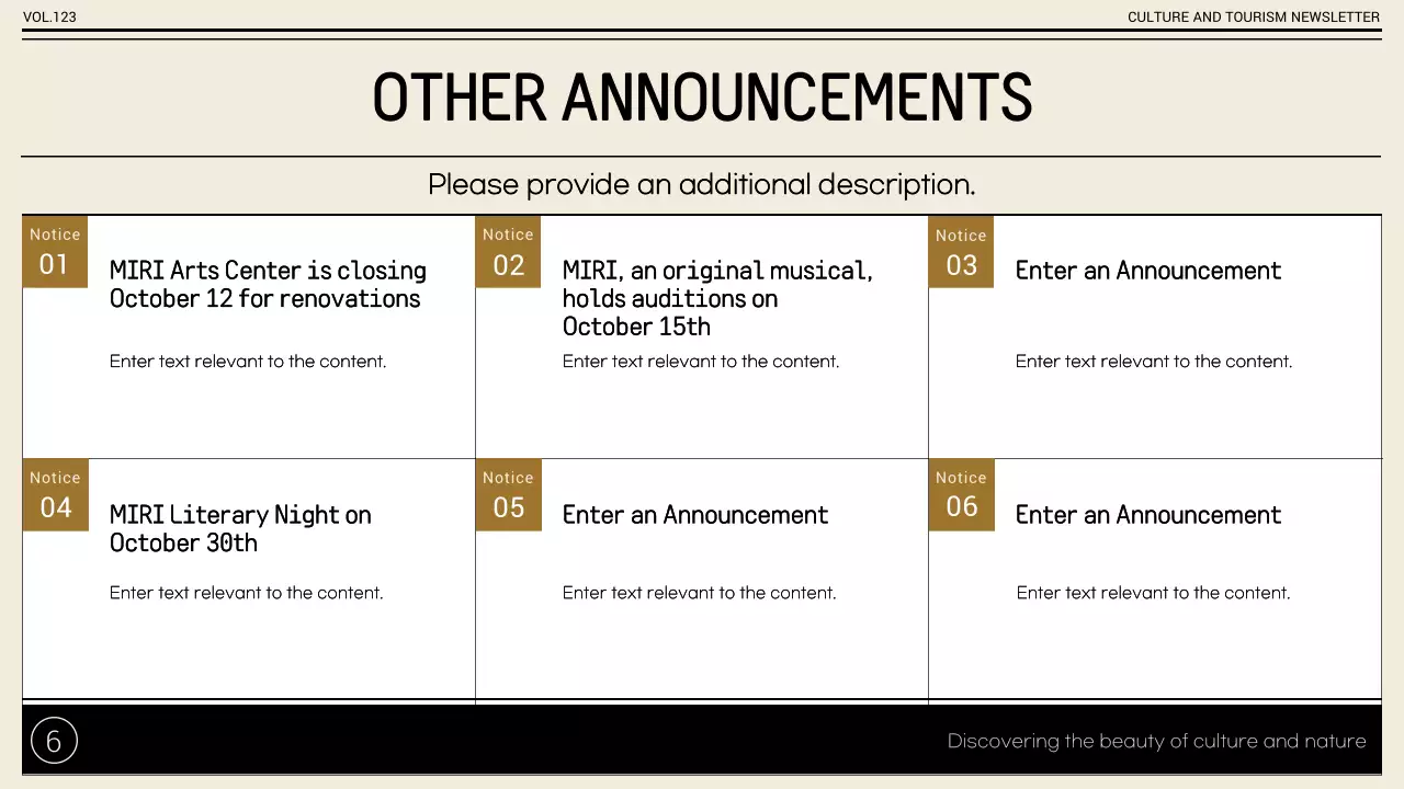 베이지 전통 사원 뉴스레터 프레젠테이션