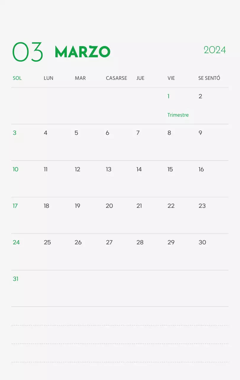 Un calendario con la imagen de un cachorro y un bonito mensaje en tonos verdes.