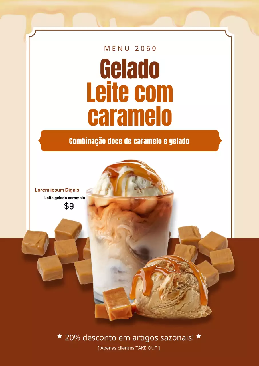 Promover um latte de caramelo castanho e básico
