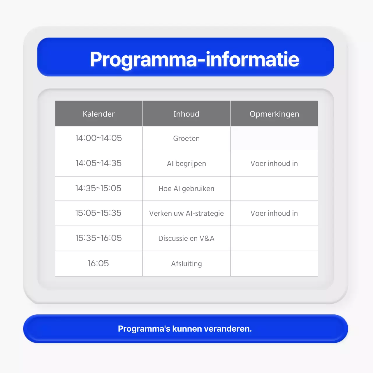 Seminar aankondiging in een minimalistische 3D stijl in blauw en grijs