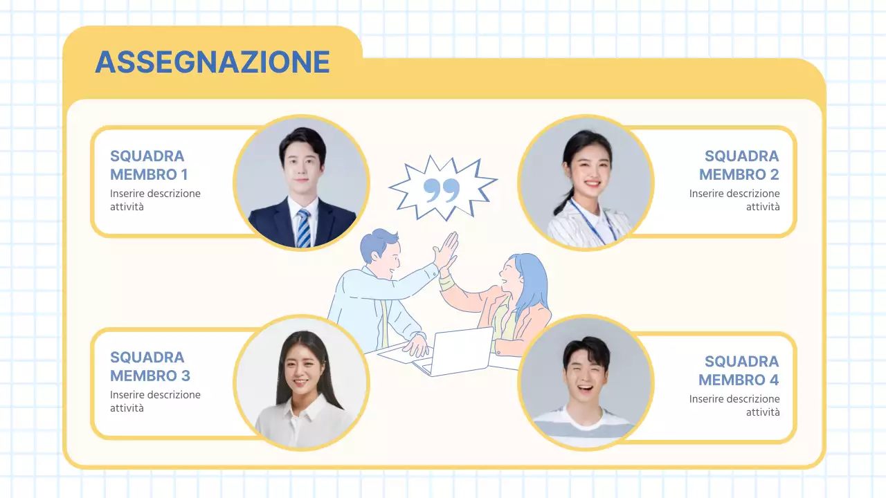 Verbale di riunione di marketing moderno in azzurro e giallo