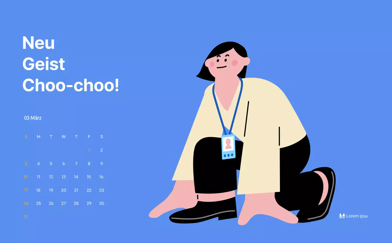 Motivationskalender mit energiegeladenen Illustrationen und positiven Zitaten auf hellblauem Hintergrund