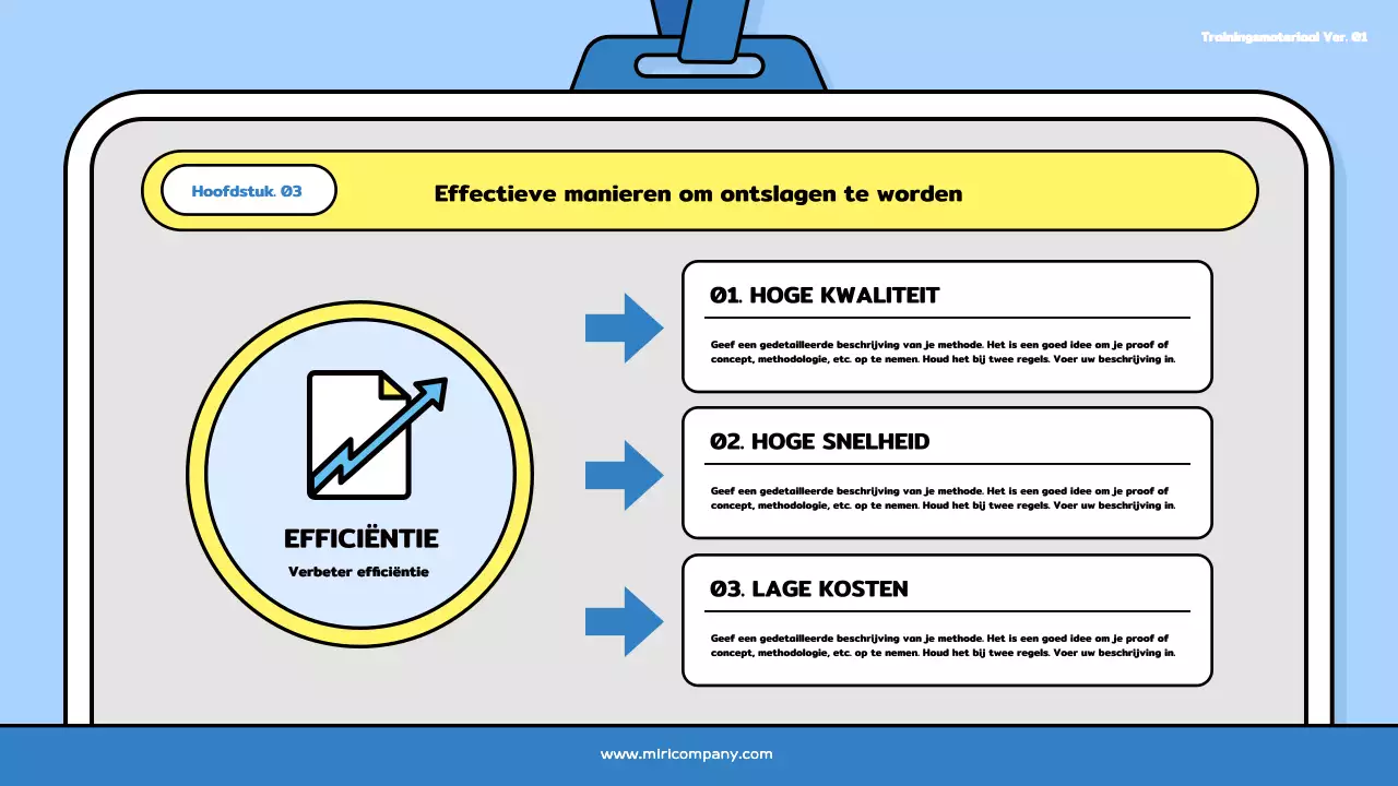 Een mooi trainingsdek voor nieuwe werknemers in lichtblauw en zwart