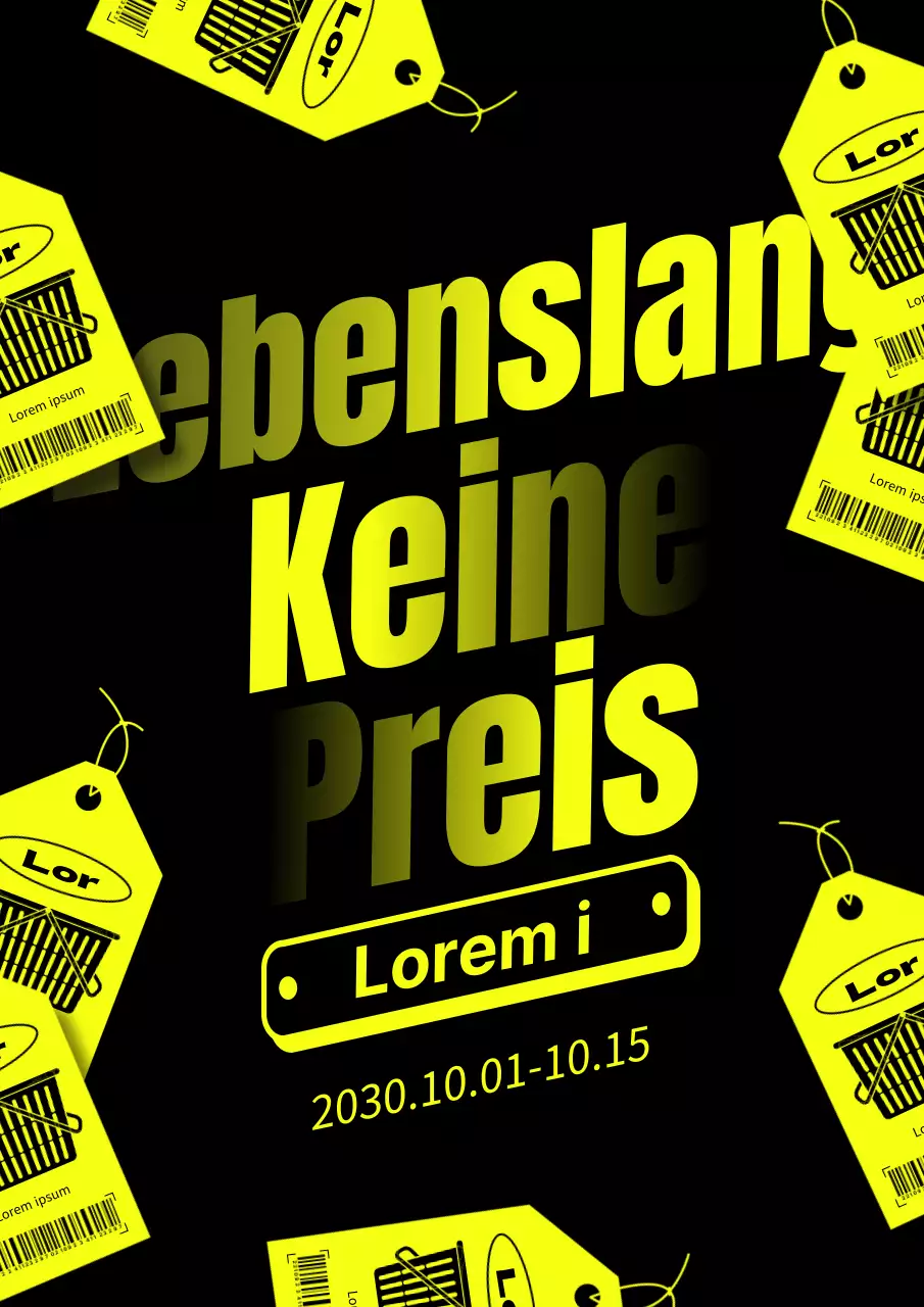 Pop-Art-Rabattanzeige in begrenzter Stückzahl in Gelb und Schwarz