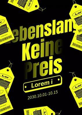 Pop-Art-Rabattanzeige in begrenzter Stückzahl in Gelb und Schwarz