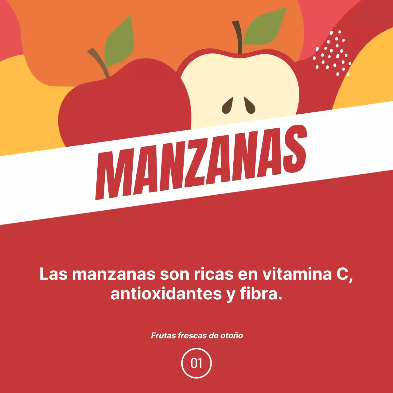 Promover la fruta de temporada con un toque de naranja y verde