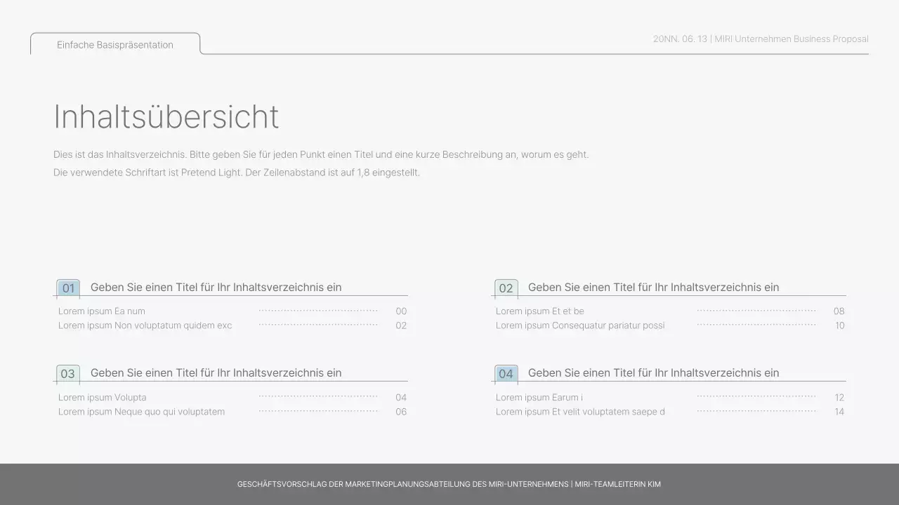 Einfacher Basisbericht in Hellblau und Hellgrün