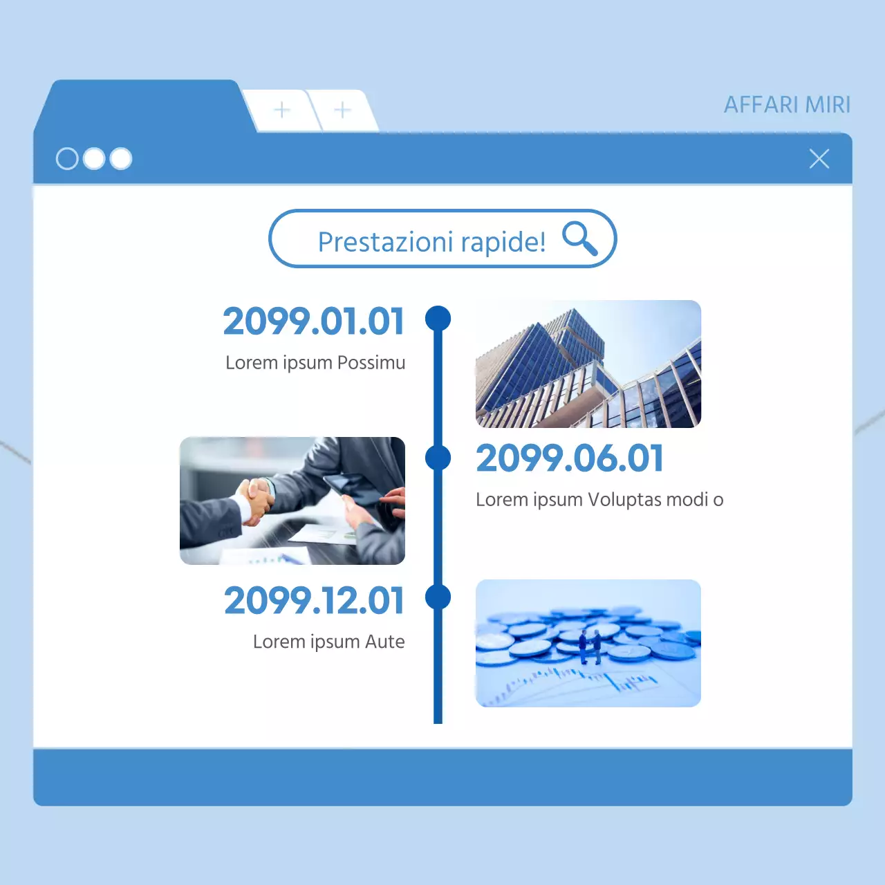 Moderna promozione aziendale in blu e bianco