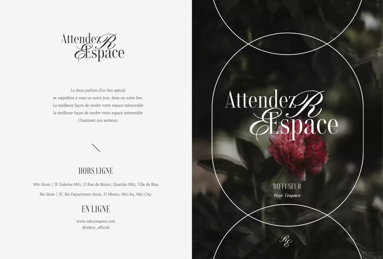 Un diffuseur luxueux avec une imagerie florale vintage dans des couleurs sourdes pour mettre en valeur les produits.