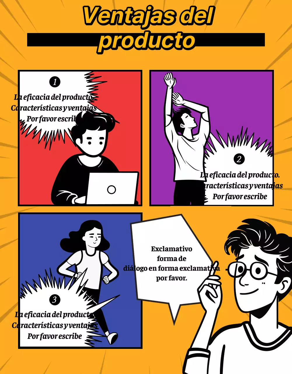 Un lanzamiento de producto de dibujos animados retro en colores rojo y arco iris