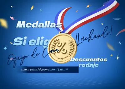 Promueva un evento con descuento para ganar una medalla a la moda en azul y oro